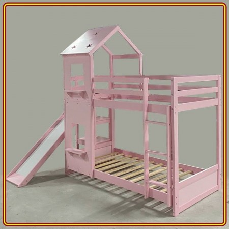 Bunk Pink 01 : Giường 2 Tầng + Cầu Thang Trượt - Trên 1m / Dưới 1m